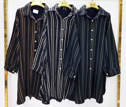 مانتو زنانه کرب دبل چاپی جلو دکمهدار