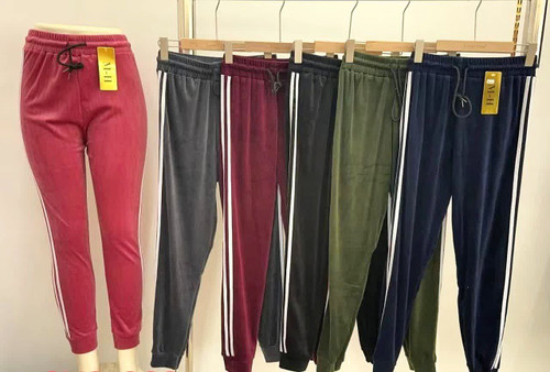 شلوار زنانه مخمل بغل خط دار